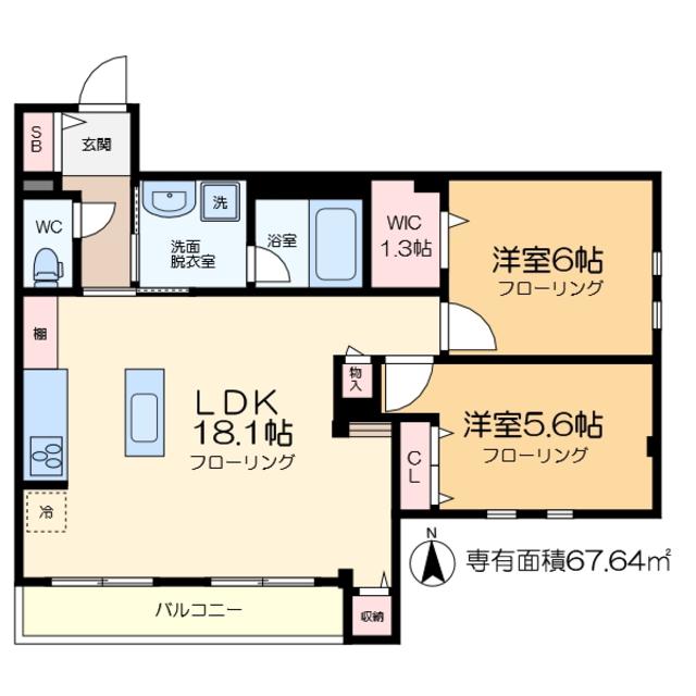LES BOIS(2LDK/2階)の間取り写真