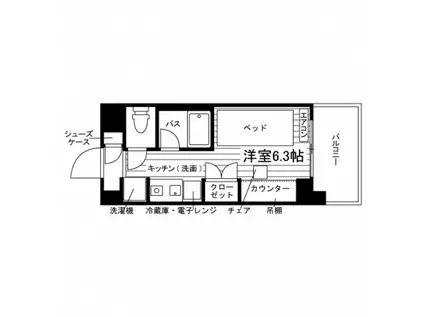 学生会館 THE PARK HIVE板橋赤塚(ワンルーム/2階)の間取り写真