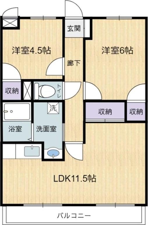 ガーデン葉月I(2LDK/1階)の間取り写真