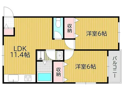 西山コンドミニアム(2LDK/3階)の間取り写真