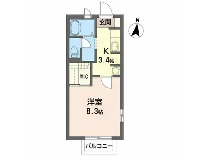 ステージ通町A(1K/2階)の間取り写真