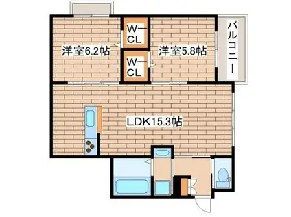 シャーメゾン桜須磨寺(2LDK/2階)の間取り写真