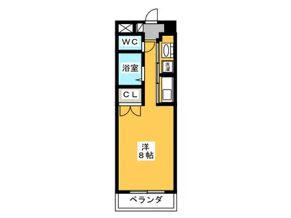 クランベリー巾下(ワンルーム/3階)の間取り写真