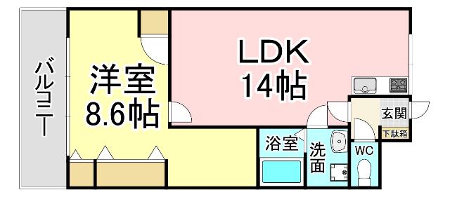 フジエホワイトローザ熊谷(1LDK/3階)の間取り写真