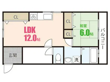 石本ビル(1LDK/4階)の間取り写真