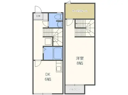 リースランドサンフラワー E棟(1SDK/1階)の間取り写真