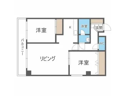 アルファスクエア北23条(2LDK/4階)の間取り写真