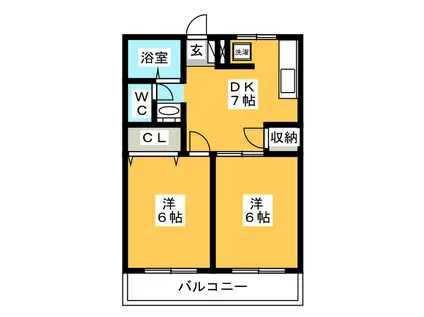 ハイマートオルト 三ツ境(2DK/3階)の間取り写真
