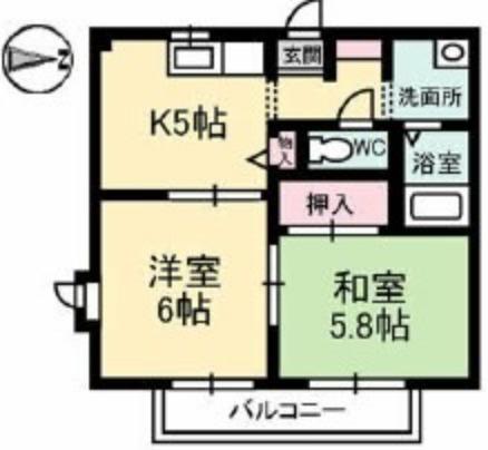 ディアスマーサ(2K/2階)の間取り写真