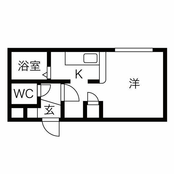 ステュディオ北12条(1K/1階)の間取り写真