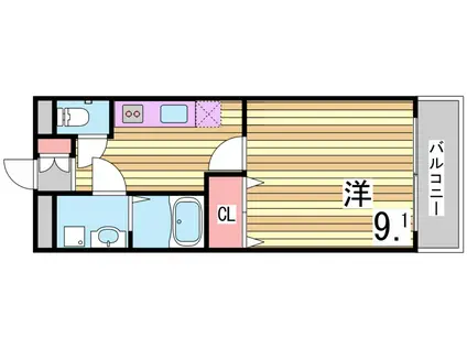 メゾンソレイユ(1K/2階)の間取り写真