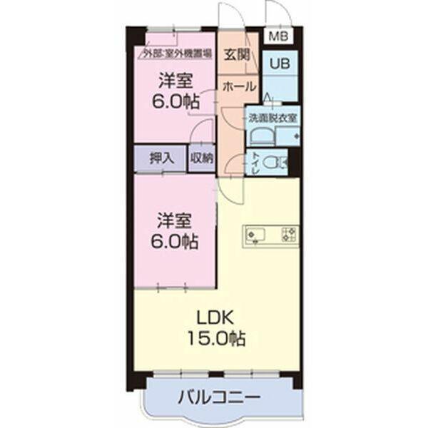ISO GAIグランドエィワンA(2LDK/2階)の間取り写真