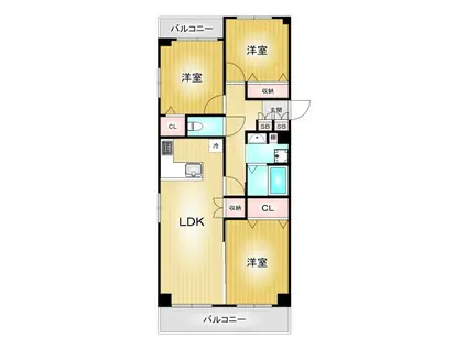 グリーンコーポ千代田(3LDK/9階)の間取り写真