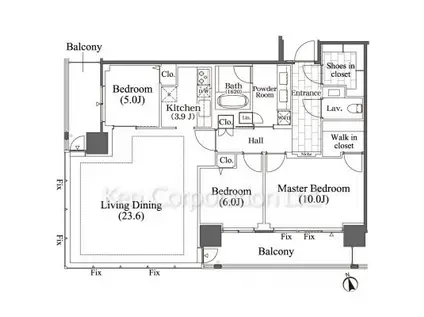 芝浦アイランド ブルームタワー(3LDK/47階)の間取り写真