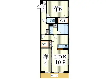 プロスペールE NO.1(2LDK/1階)の間取り写真