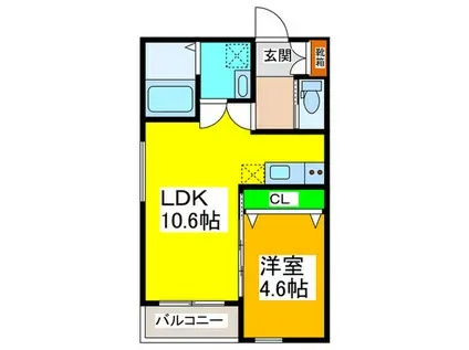 イリスコート鳳東町(1LDK/1階)の間取り写真