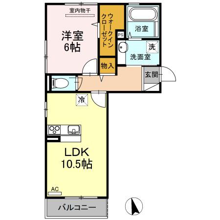 リヴィエール(1LDK/2階)の間取り写真
