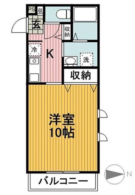 メ・イロンデル新横浜(1K/1階)の間取り写真