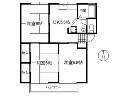 フローレス93 A棟(3DK/1階)の間取り写真