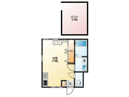 アメニティ十人町(ワンルーム/2階)の間取り写真