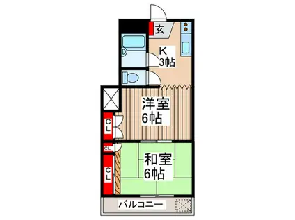 煉瓦館15(2K/1階)の間取り写真