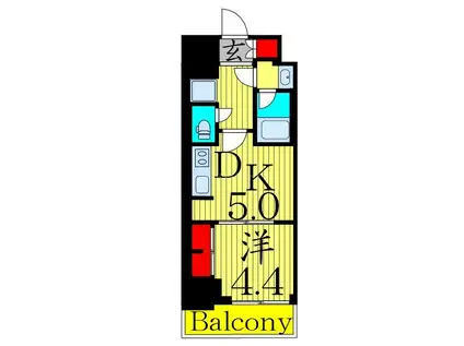 ディームス根岸(1DK/4階)の間取り写真