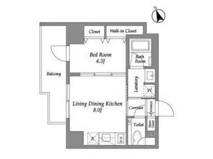 ENETIAL代官山(1LDK/4階)の間取り写真