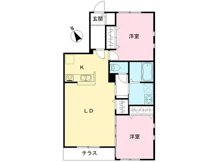 NOVガーデンハウス谷田部 FG棟(2LDK/1階)の間取り写真