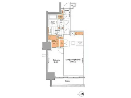 ザ・パークハビオ上野(1LDK/2階)の間取り写真