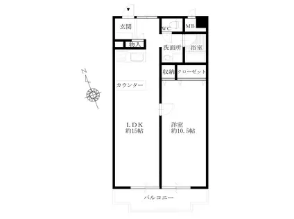 昭和パレス魚住(1LDK/5階)の間取り写真