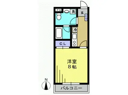 パークハイム萩中(1K/2階)の間取り写真