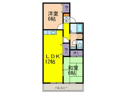 リベール・春日A棟(2LDK/1階)の間取り写真