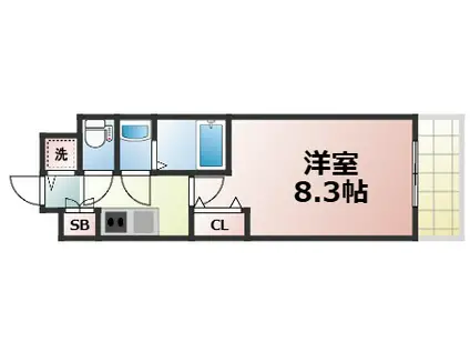 JPレジデンス大阪城南II(1K/6階)の間取り写真