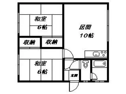 9条コーポ(2LDK/2階)の間取り写真