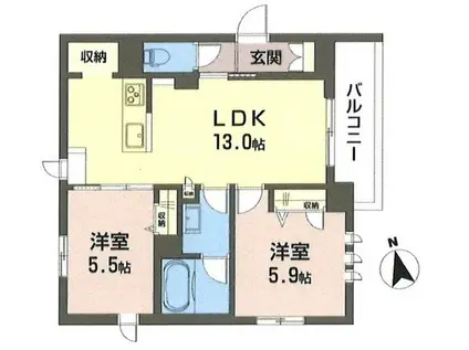 メゾンドアイ(2LDK/3階)の間取り写真