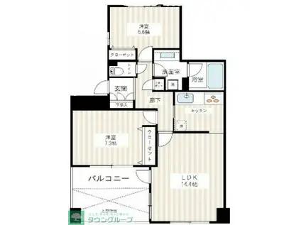 ソルシェ大宮(2LDK/1階)の間取り写真