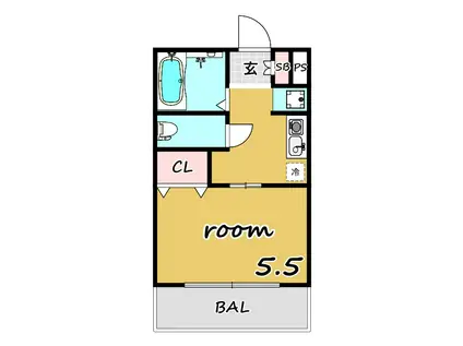 ATG岩槻(1K/2階)の間取り写真