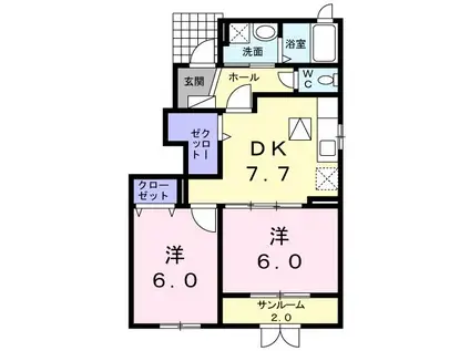 リブレ秋吉B(2DK/1階)の間取り写真