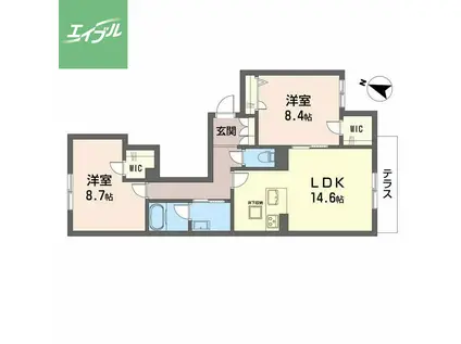 シャーメゾン フェアリーステージ(2LDK/1階)の間取り写真