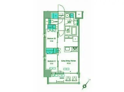 プレディアコート大森山王(2LDK/5階)の間取り写真