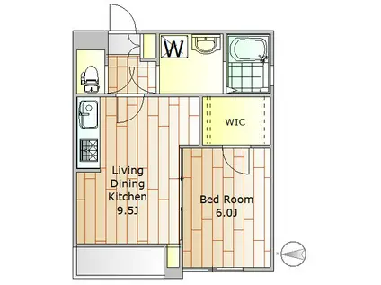 クレッセント倶楽部用賀(1LDK/3階)の間取り写真
