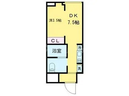 オープンブルーム尾久(ワンルーム/4階)の間取り写真