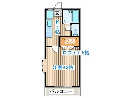 エスポワール長町南(1K/2階)の間取り写真
