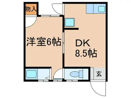 フジハイツ(1DK/2階)の間取り写真