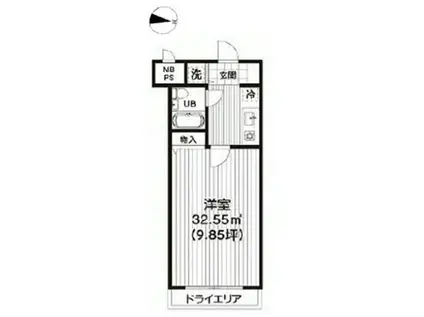 ウイング大和(1K/1階)の間取り写真