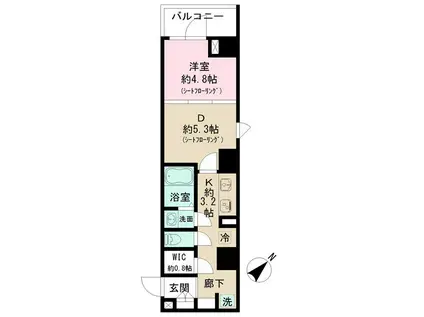 ショコラスイート東日本橋(1DK/2階)の間取り写真