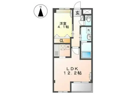 BLUE TERRAII(1LDK/2階)の間取り写真