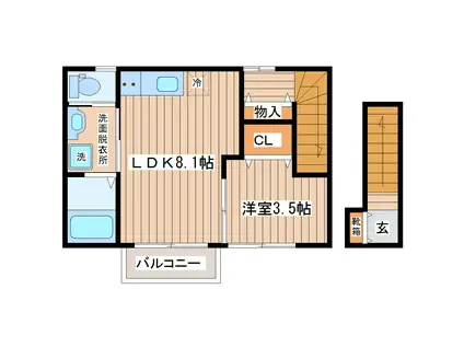 LUMINARE台原II(1LDK/2階)の間取り写真