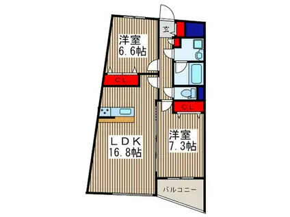 アルカンシエル(2LDK/3階)の間取り写真
