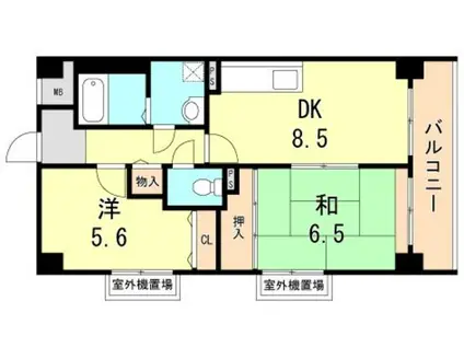 サンリッジ湊川(2DK/2階)の間取り写真